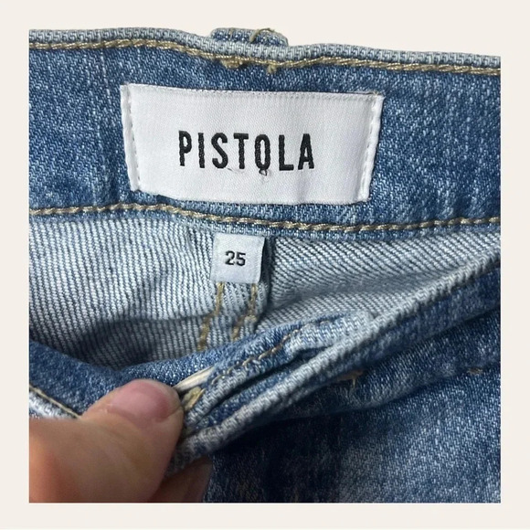 Women’s ANTHROPOLOGIE PISTOLA STRAIGHT LEG DENIM JEANS SIZE 25 LIGHT WASH COLOR - Picture 6 of 9